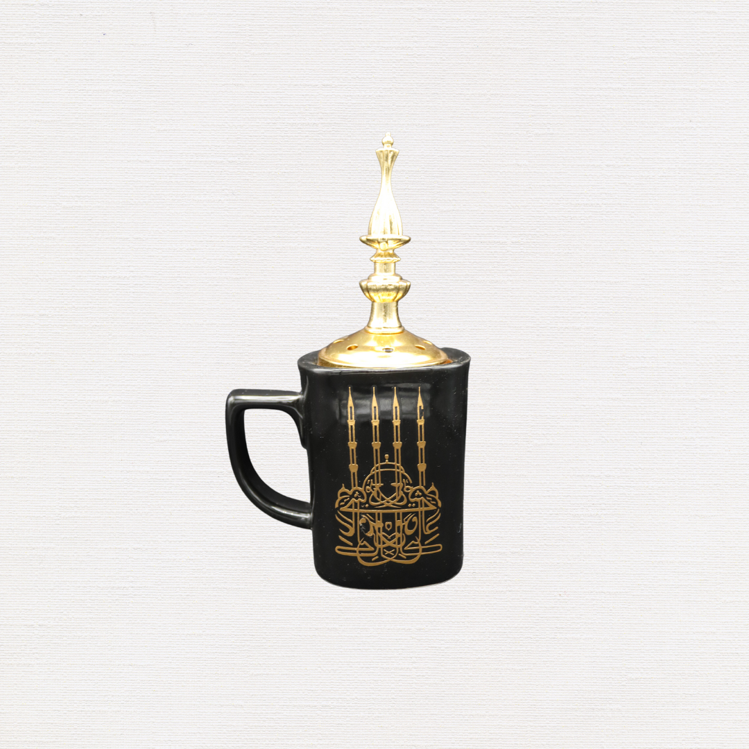 Black and Gold Mug Incense Bakhoor Burner